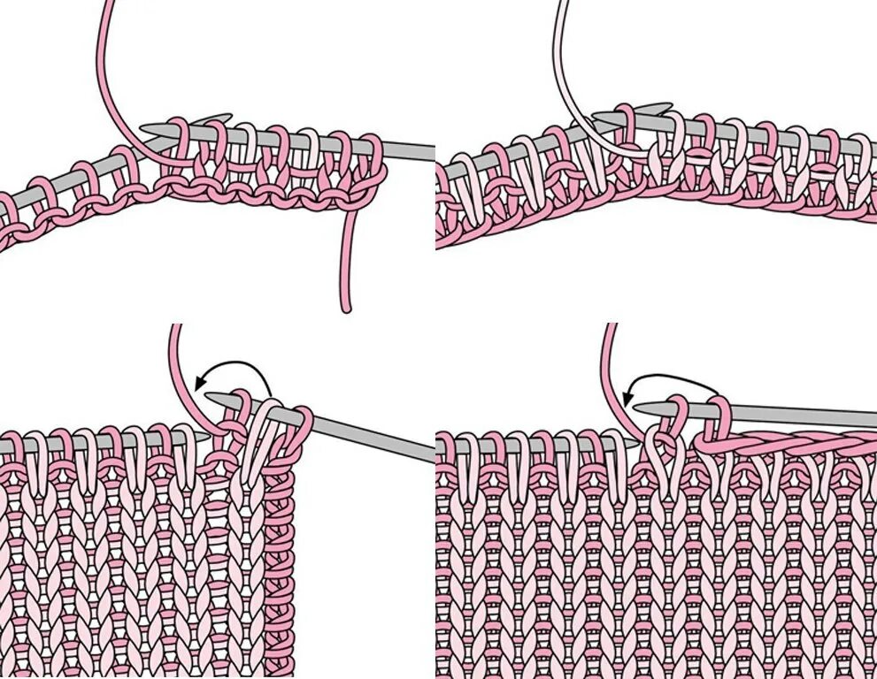 лицевые с двух сторон. резинка 1х1 и и 2х2. скрещенная изнаночная петля из протяжки. лицевые с двух сторон. лицевые с двух сторон.