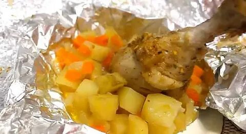 Порционная картошка с мясом в фольге