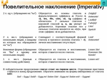Повелительное наклонение в английском языке 6 класс