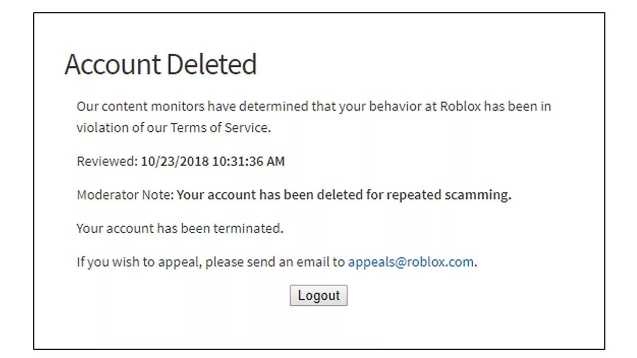 Бан аккаунта в РОБЛОКС. Аккаунты в РОБЛОКС. Content deleted. Roblox account.