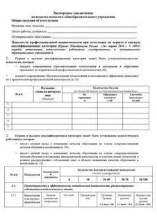Экспертное заключения учителя начальных классов