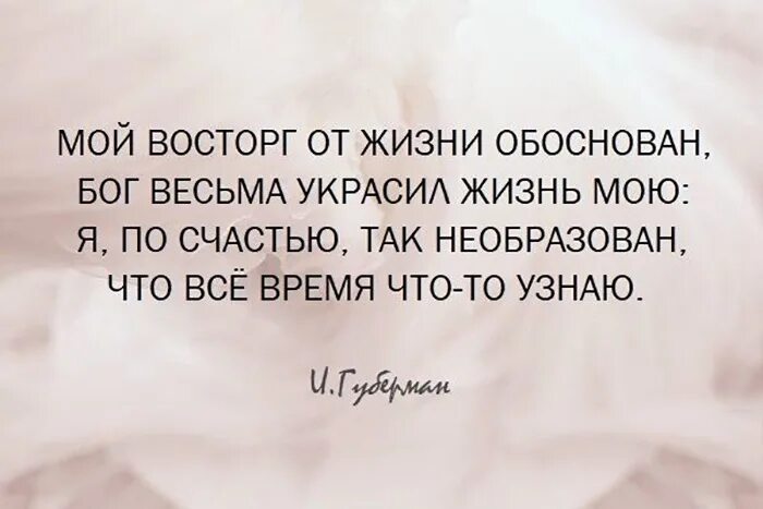 Бог украсил. Мой восторг от жизни обоснован. Восторг цитаты. Губерман цитаты.