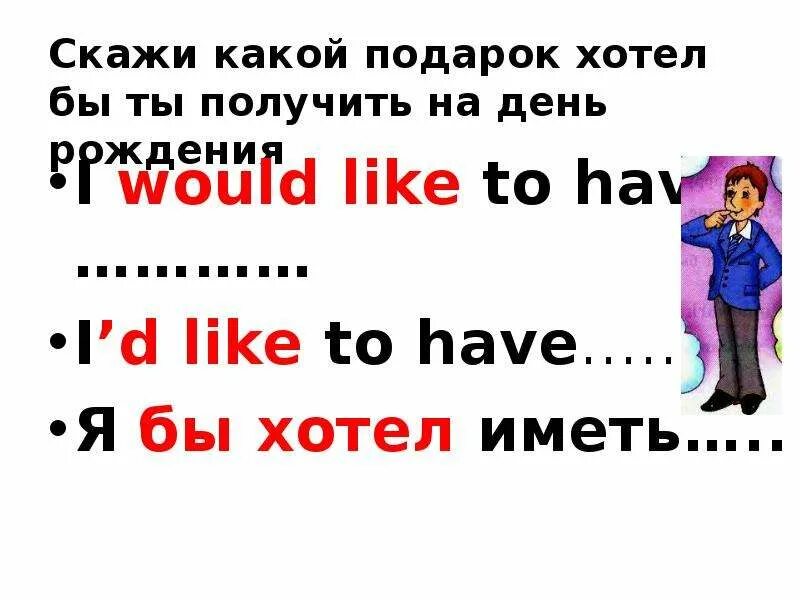 Какой подарок хотела бы получить. Он хотел бы получить компьютер ко дню рождения перевод на английский. мой подарок на день рождения на английском языке рассказ.