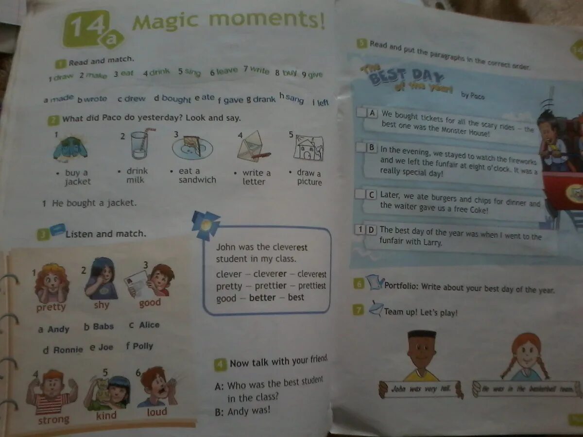 Larry s magic moments look and say. Английский язык 4 класс Magic moments. Английский read and Match 4. My Magic moments 3 класс. What did Paco do yesterday look and say 4 класс.