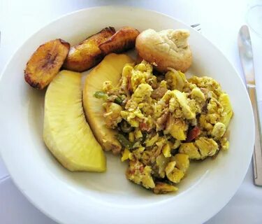 Photo Challenge of the Week Ackee and Salt fish, served with Johnny cake, f...