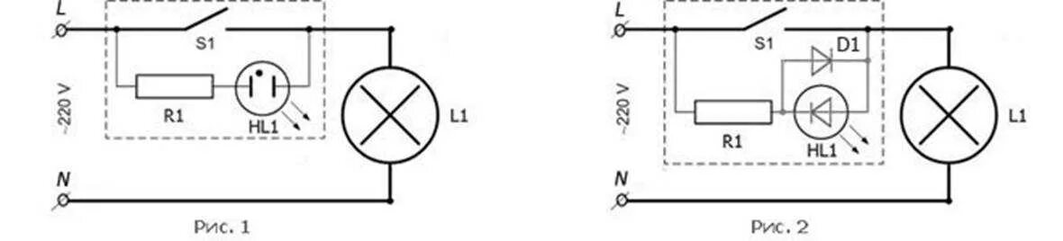 Почему светодиодные горят при выключенном выключателе. Схема выключателя с подсветкой на светодиоде на 220в. Схема подключения светодиода к 220в для подсветки выключателя. Включение неоновой лампы в 220в схема. Неоновые лампы схема включения.