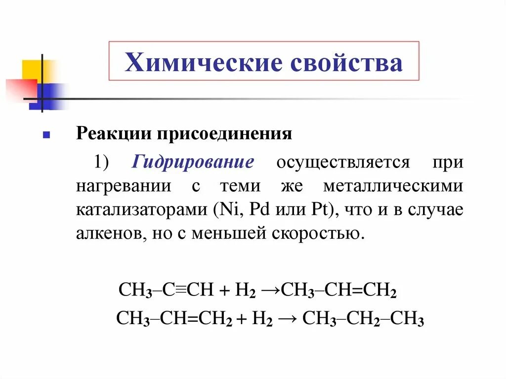 Типы реакций алкинов. Каталитическое гидрирование Алкины. Химические свойства алкинов гидрирование. Химические свойства алканов гидрирование. Реакция гидрирования алкинов с водородом.