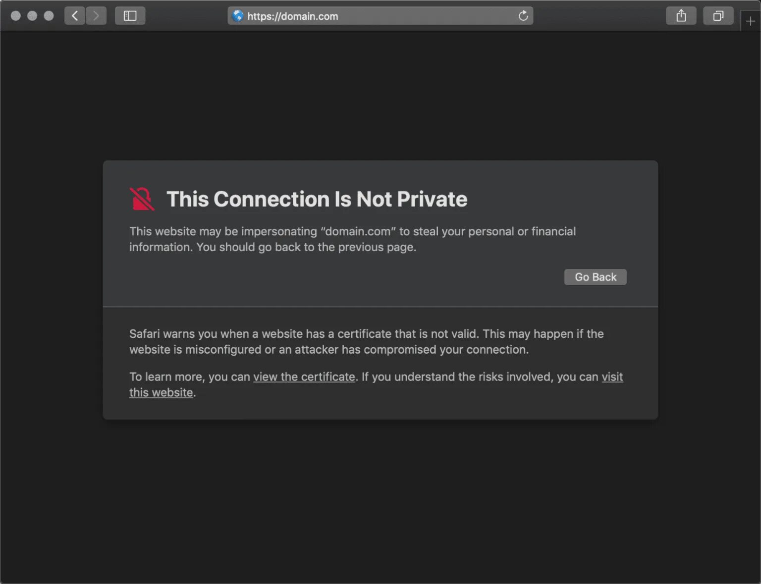 Your connection is not private. Your connection isn't private. Err_Cert_Authority_Invalid. Private login