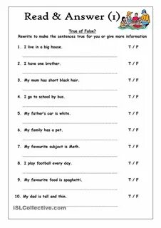 English true false tasks
