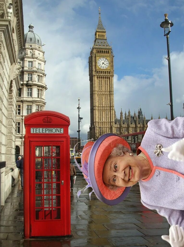 Веселая английская музыка. Великобритания Биг Бен телефонная будка. Королева Англии Биг Бен. Приколы про Англию.