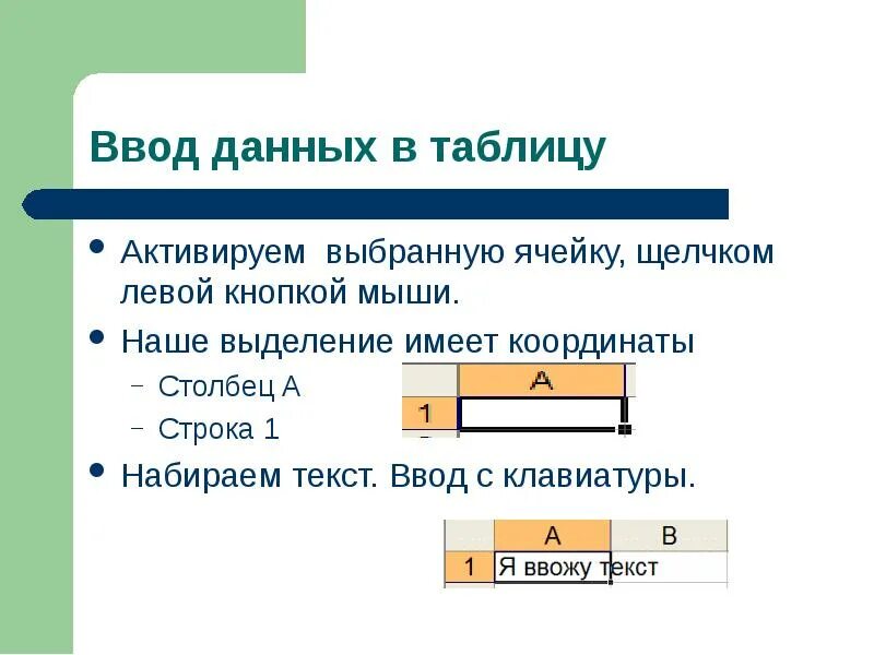 Ввод данных. Какие способы ввода данных в таблицы вам известны?.