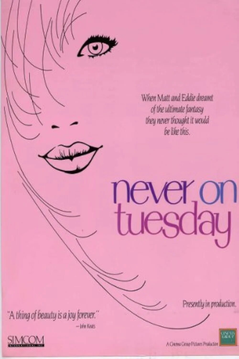 Come on tuesday. On tuesday. never on tuesday 1989 poster.