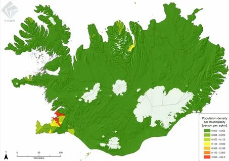 Плотность населения исландии