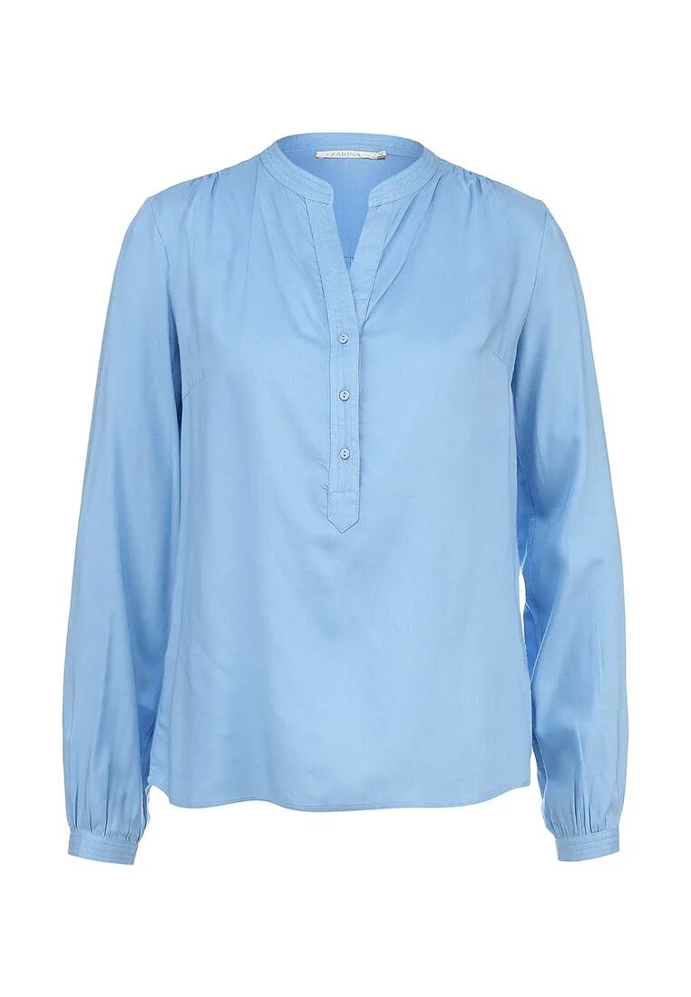 Ламода кофты. Рубашка женская Zarina 3225102302-254. Блуза голубого цвета. Блузки голубого цвета женские. Zarina блузка с v-образным вырезом.
