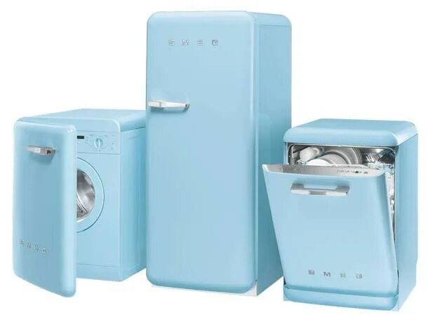 Бытовая техника стиральных машин холодильники. Техника Смег голубая. Холодильник Смег бирюзовый. Холодильник Смег машинка. Техника Смег бирюза.