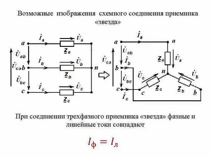 Электрическая схема трехфазной цепи