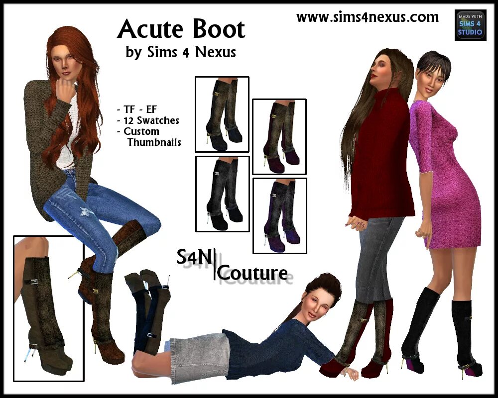 Sim boot. Симс 4 сапоги. sims nexus. сапоги симс 4 высокие складка.