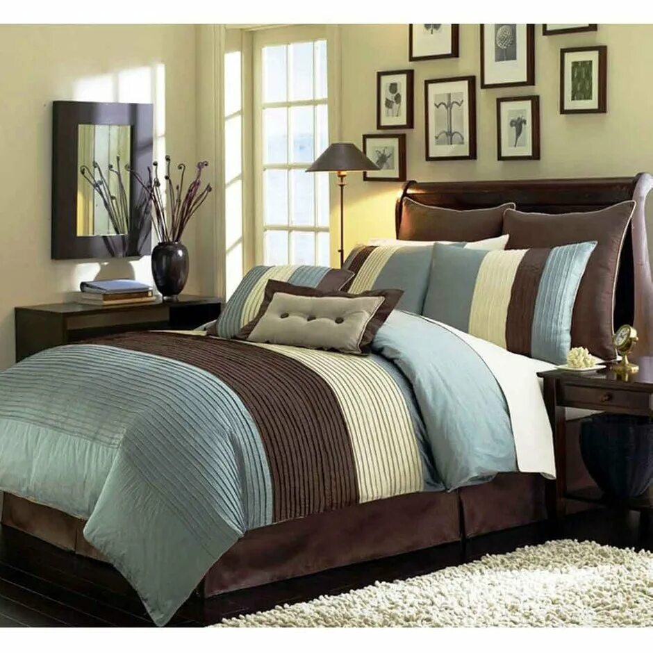 Сочетание цветов серого и коричневого. Оттенки коричневого в интерьере. Спальня с коричневой мебелью. Сочетание серого и коричневого цветов. Текстиль в интерьере спальни.