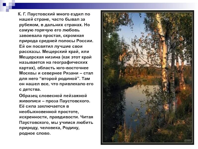 Родина к г паустовского. Текст Паустовского Мещерский край. Паустовский 7 класс Мещерский край. Мещерский край изложение. Паустовский Мещерская сторона.