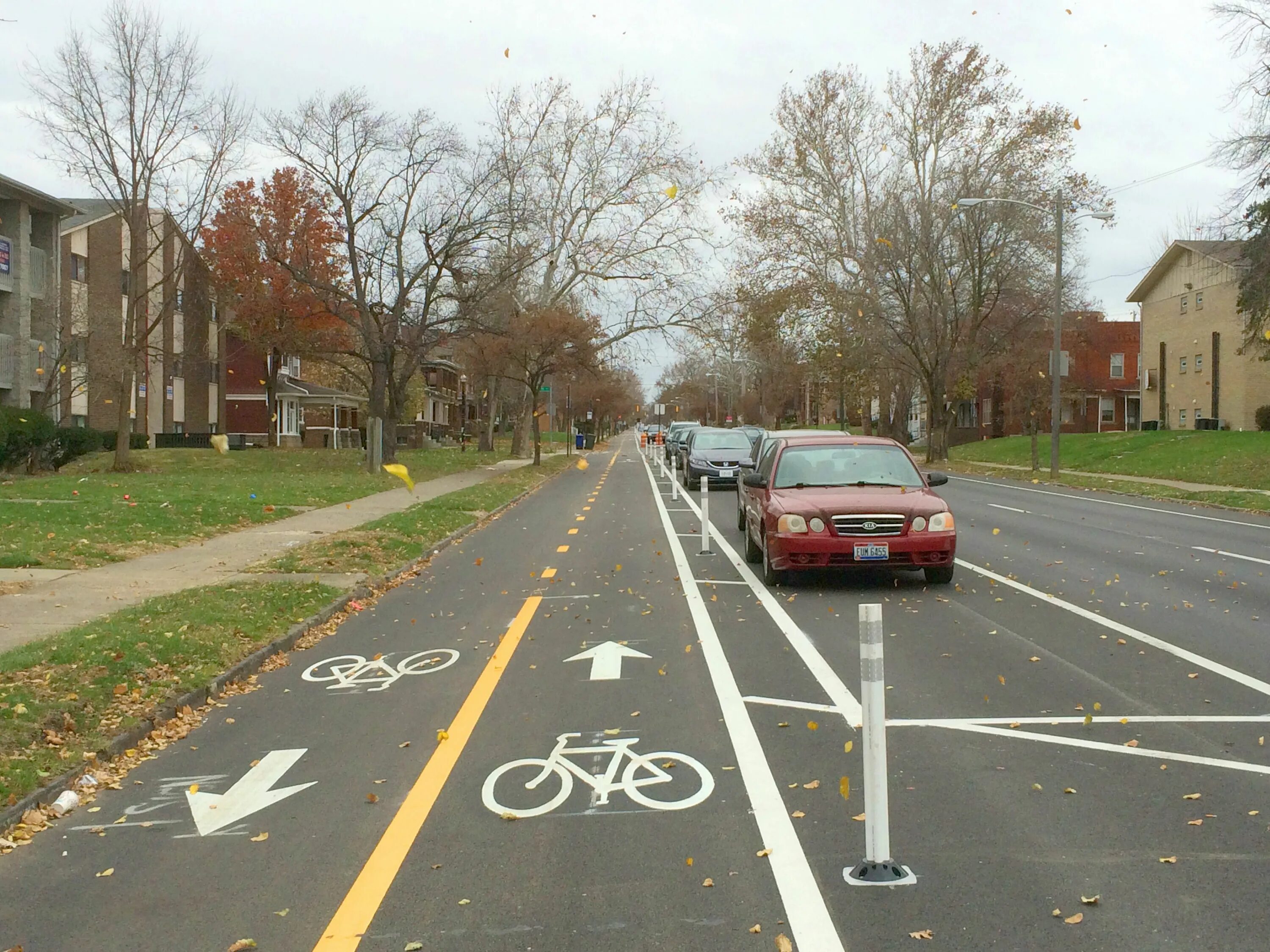 Lanes. Parking Road. - Turning car Lanes into Bike Lanes. Bike lane