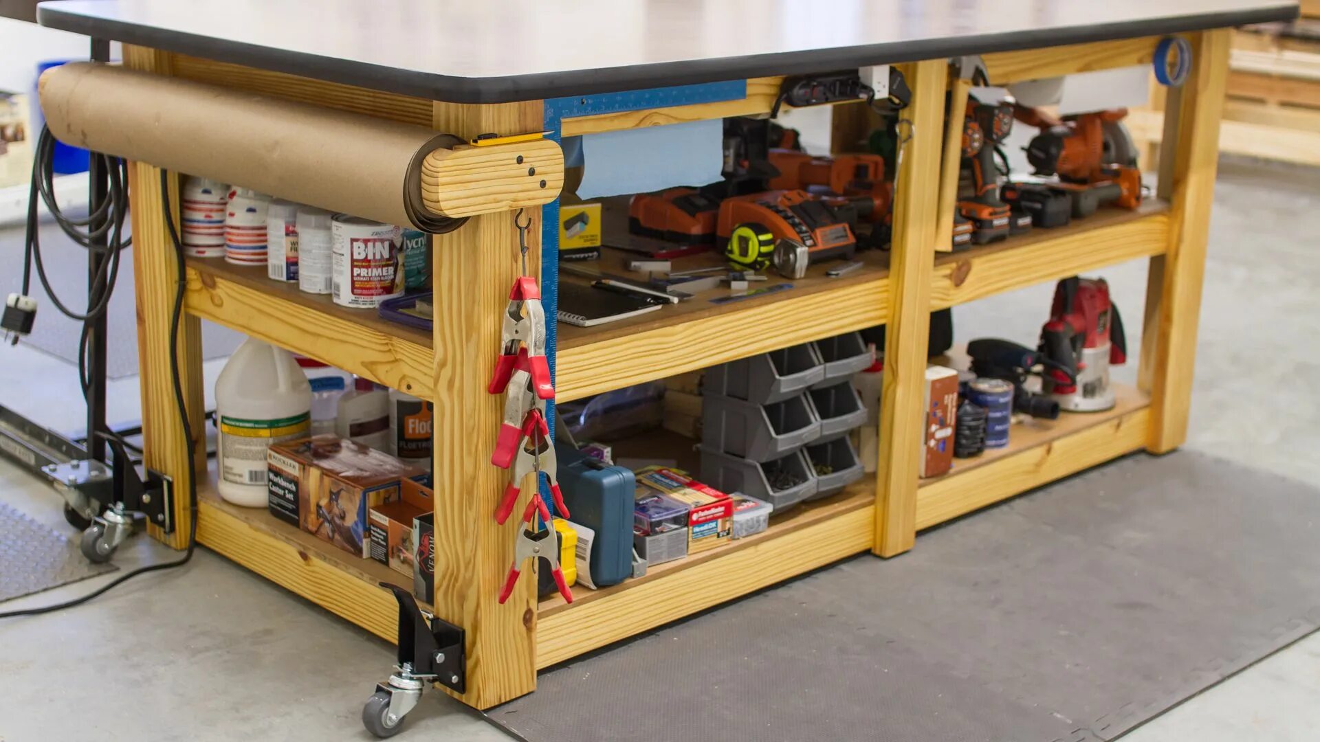 Workbench. Верстак в Индустриальном стиле. Workbench for Table saw. Mobile workbench with Table saw Router Table Plans. Собрать рабочий стол