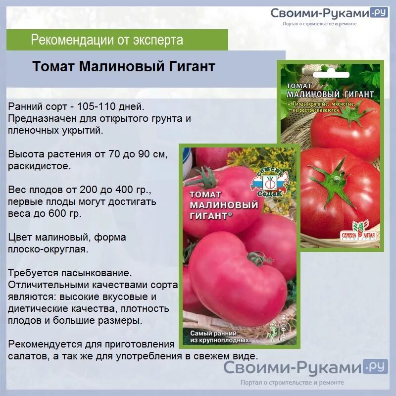 Купить семена Томат Малиновка в магазине Первые Семена по цене 20 руб.