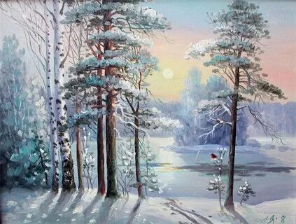 Зимний лес акрил