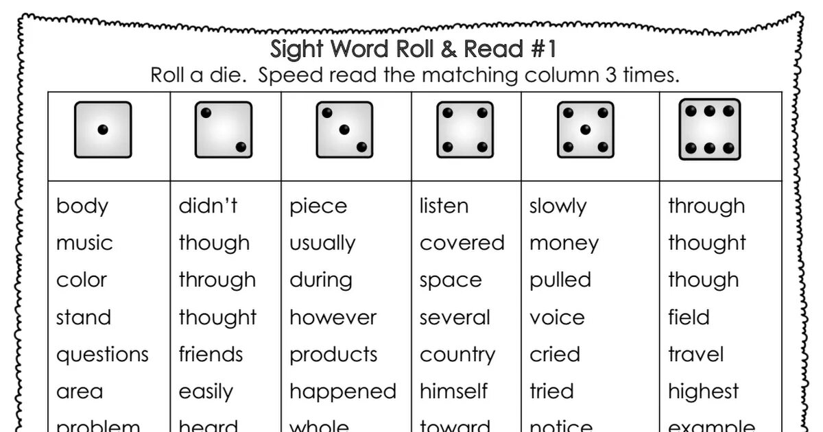 Roll and read. Roll the dice and read. Roll a dice reading. Roll a die.