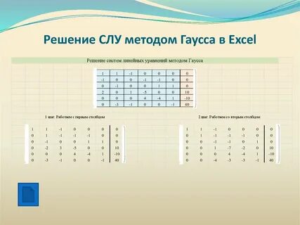 Метод гаусса в excel