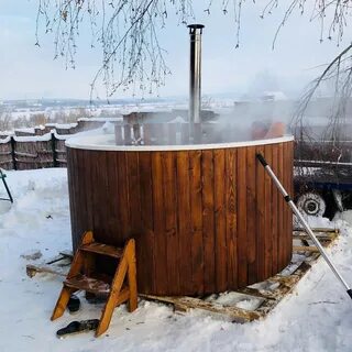 Чан с подогревом на дровах для купания