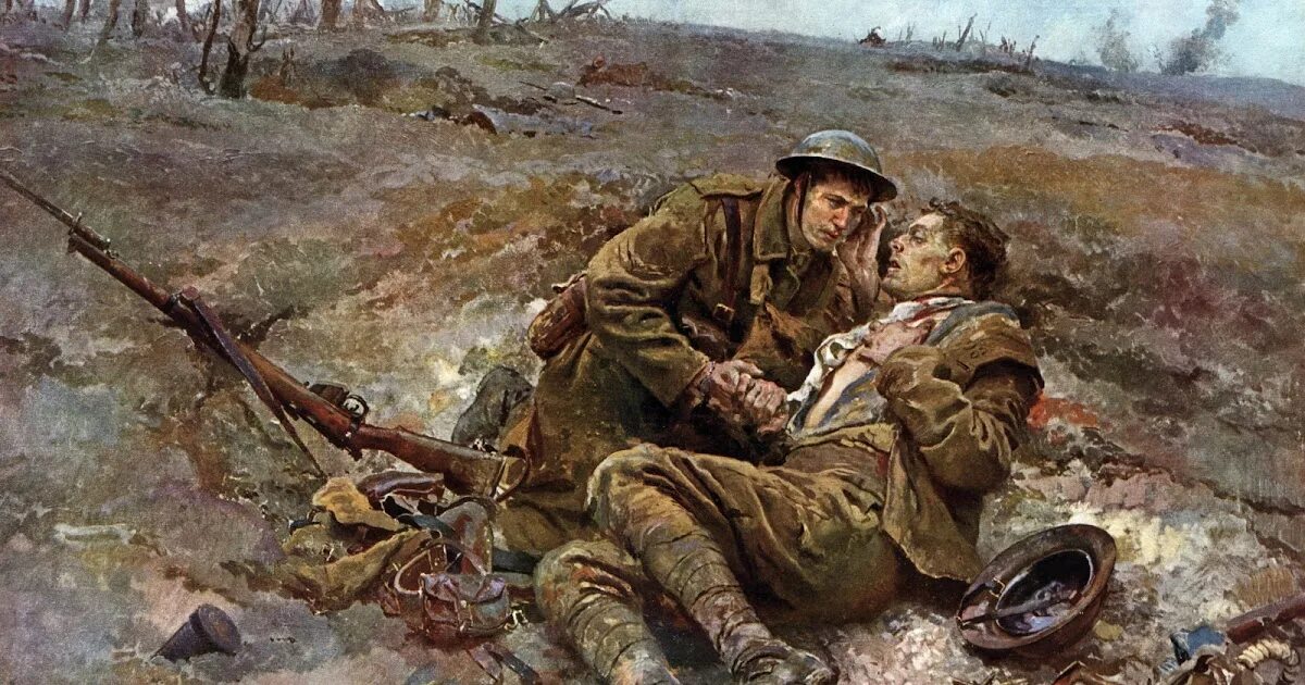 "Солдат и смерть" Hans Larwin, 1917.. Раненый солдат картина.