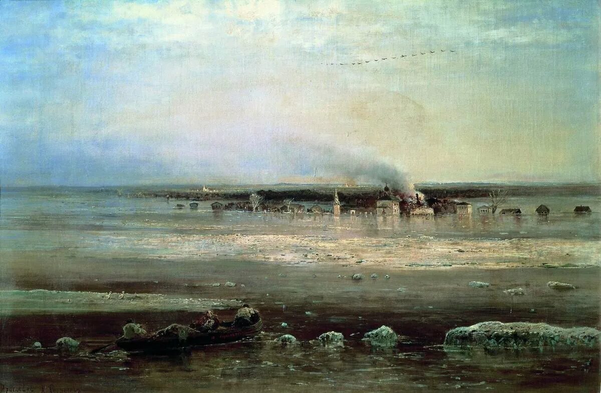 Саврасов сайт. Саврасов разлив волги под ярославлем 1871. алексей кондратьевич саврасов разлив волги под ярославлем. картина саврасова разлив волги под ярославлем. алексей саврасов разлив волги.