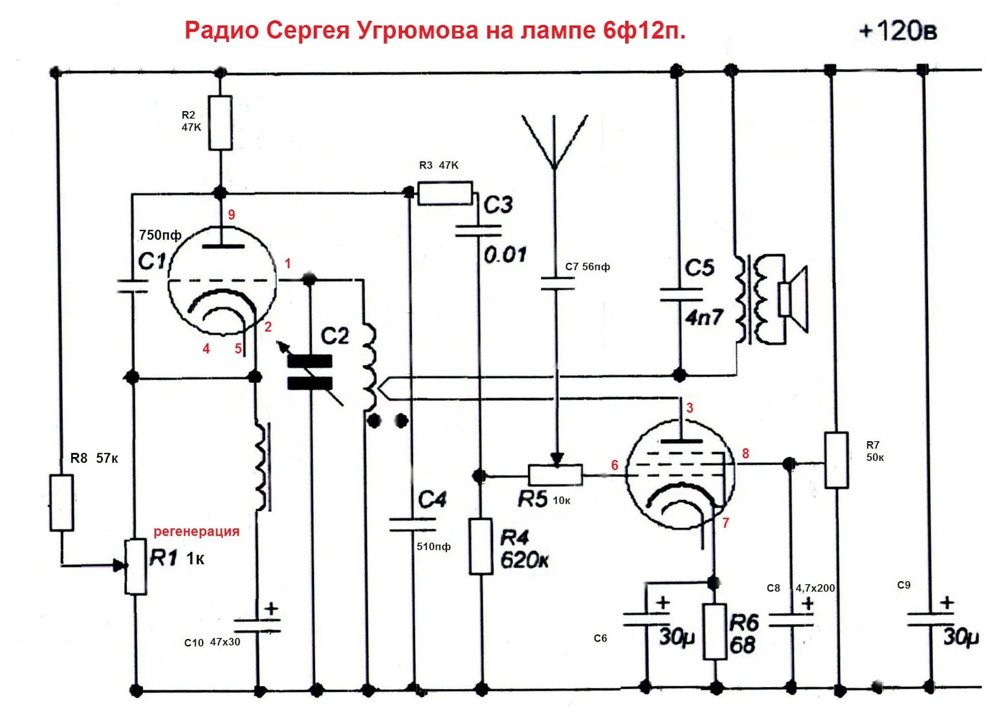 6ф12п. Приемник на лампе 6ф12п Сергея Угрюмова. Ламповый приемник на 6ф12п с Угрюмова. Регенеративный приемник п401. Регенеративный приемник на 6ф12п.