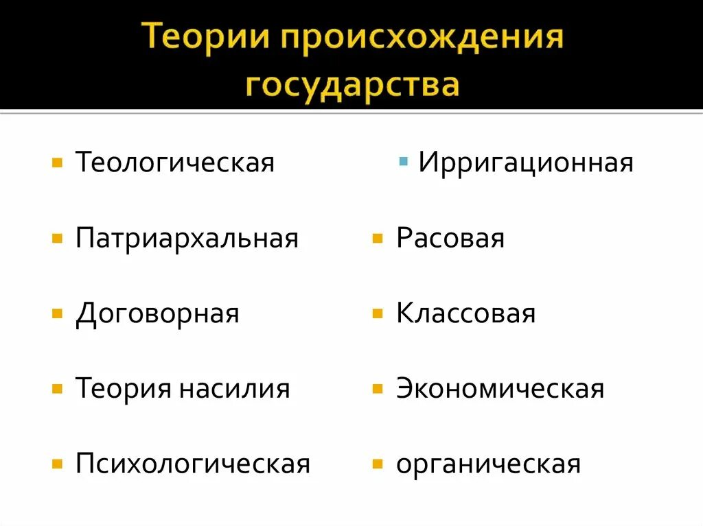 Основные теории теологическая патриархальная. Психологическая теория происхождения государства таблица. Теории происхождения государства. Основные теории возникновения государства. Концепции возникновения государства.
