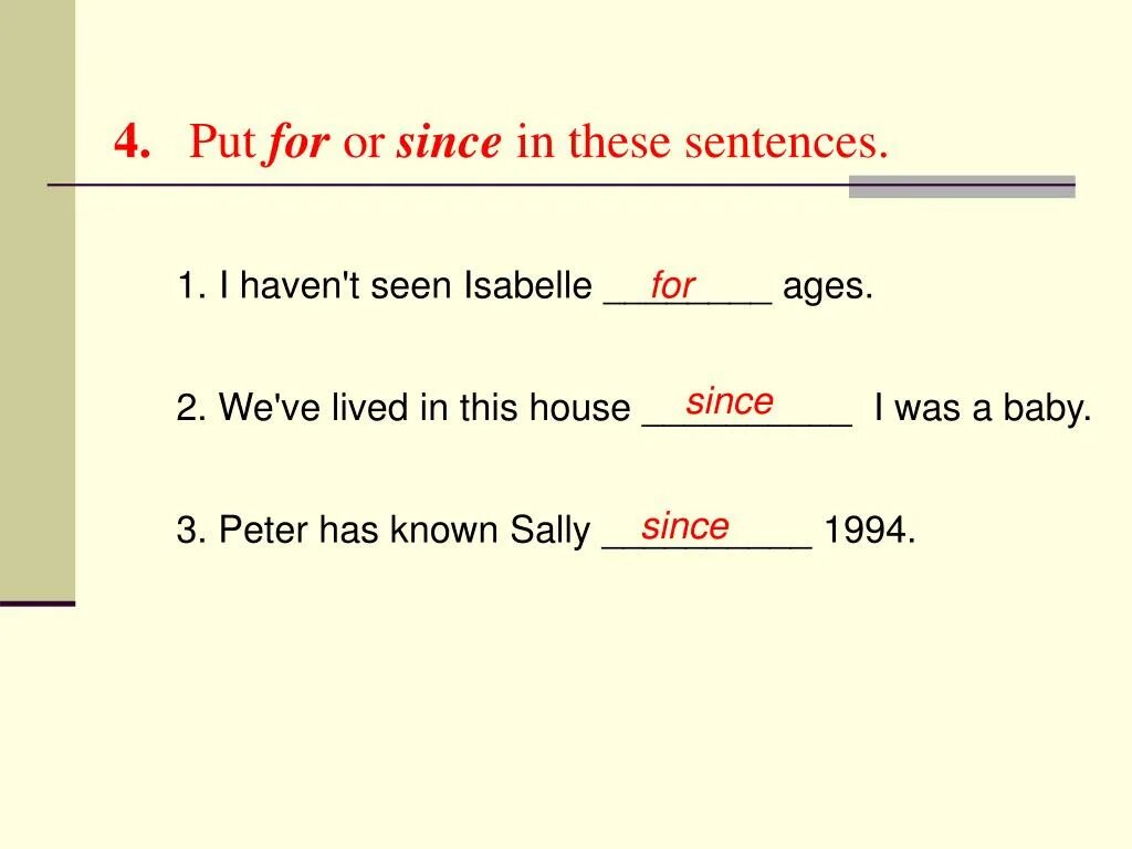 Составить предложение since. For since. Предложения с since. Предложения с since и for. Since for present perfect.