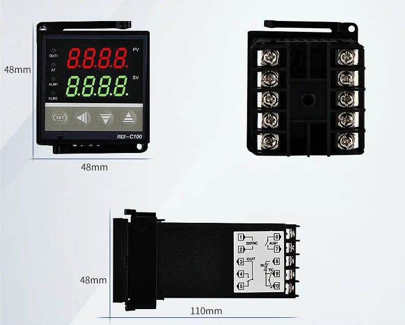 Пид регулятор c100. Rex-c100fk02. терморегулятор программируемый rex-c100. регулятор рекс с100. термоконтроллер rex-c100 размер.