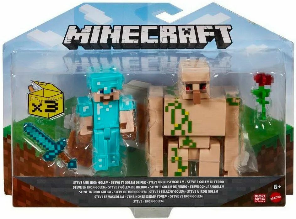 Можно купить майнкрафт в россии. Фигурки майнкрафт Маттел. Фигурка Mattel Minecraft Базовая. Стив и Железный голем.