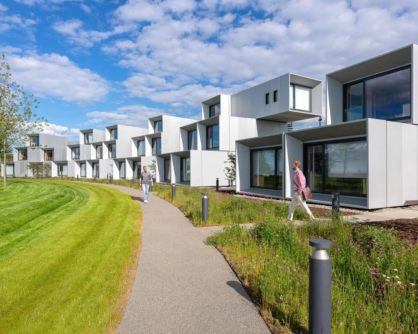 Модульная деревня. Модульные дома в стиле минимализм. Barn house с односкатной крышей. Соты модульные дома. Модульная архитектура жилых зданий.