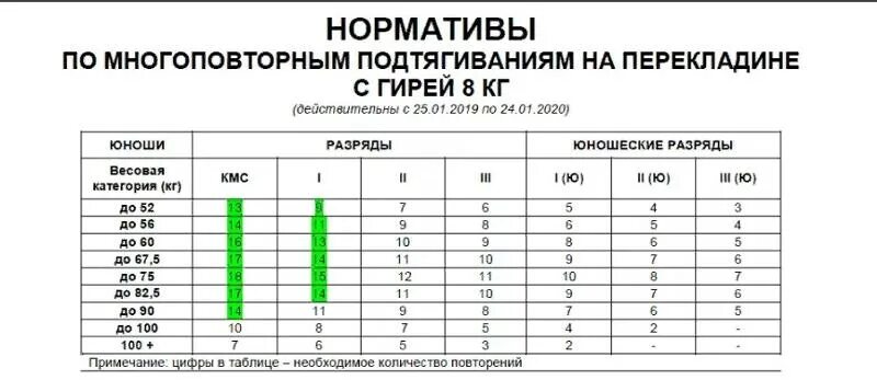 Норматив по турник