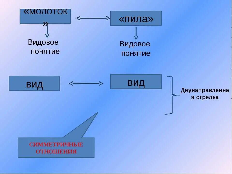 Родовое и видовое понятие. Видовое понятие. Симметричные отношения Информатика 4 класс примеры. Видовые понятия примеры.