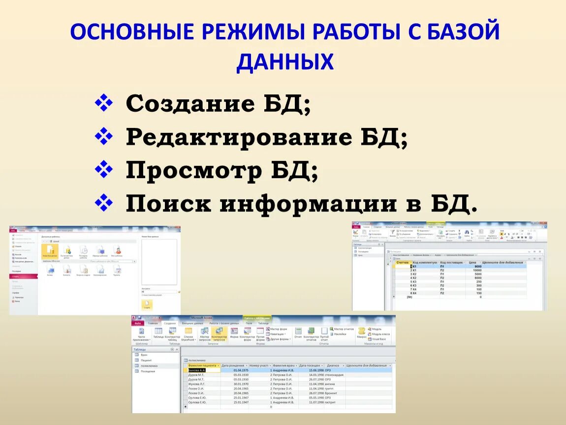 Советы по работе с базой данных. Режим работы с бд. режимы работы с базами данных. режимы работы с базой данных. основные режимы работы.
