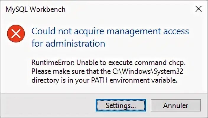 You are unable to access walletbot me. Could not acquire management access for administration mysql workbench. unable to execute command chcp mysql. ошибка воркбенч. в mysql ошибка could not acquire.