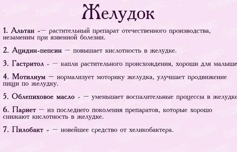Препараты от желудка названия