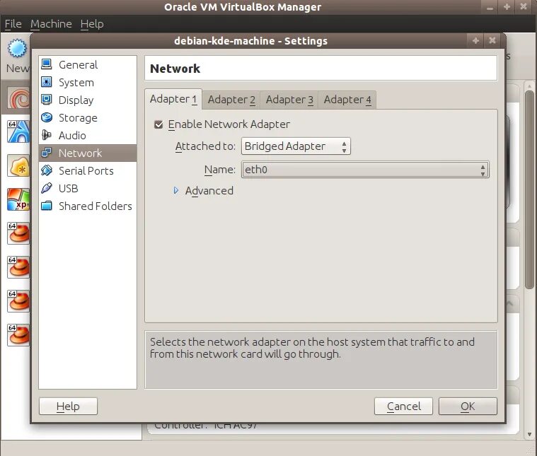 Virtualbox виртуальная сеть. Сетевой мост virtualbox. bridged adapter virtualbox. network-manager debian. создать bridge adapter.