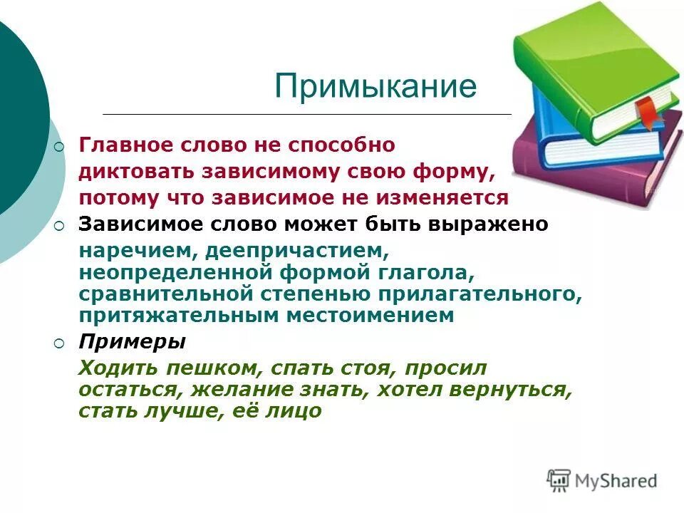 словосочетание с согласован. примыкание зависимое слово. примыкание. примыкание чем выражено зависимое слово. связь примыкание.