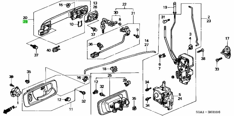 Хонда срв передняя левая дверь. Схема замка двери Хонда Аккорд 7. Схема замка двери Хонда фит 1. Замок задней двери Хонда СРВ рд1. Замок двери Хонда Аккорд 6.