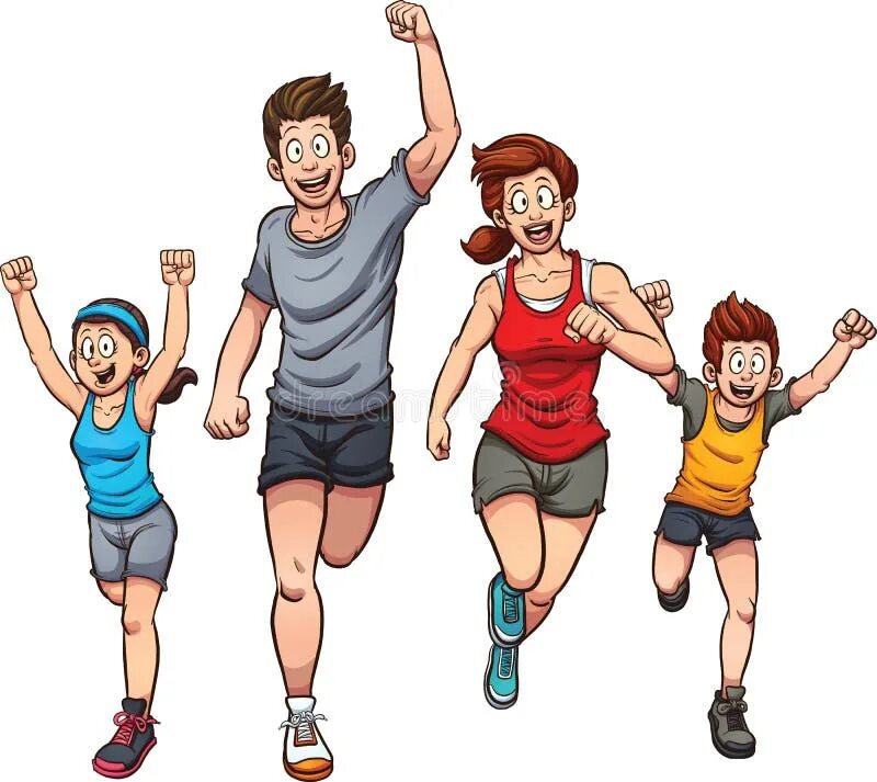Семья спорт вектор. Семейный спорт рисунок. Спортивная семья мультяшные. Спортивная семья бежит.