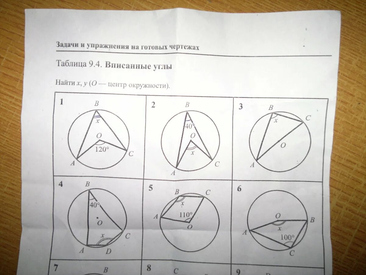 Вписанные углы задачи. Задачи на вписанные и центральные углы. Таблица вписанные углы. Вписанные и центральные углы задачи на готовых чертежах.