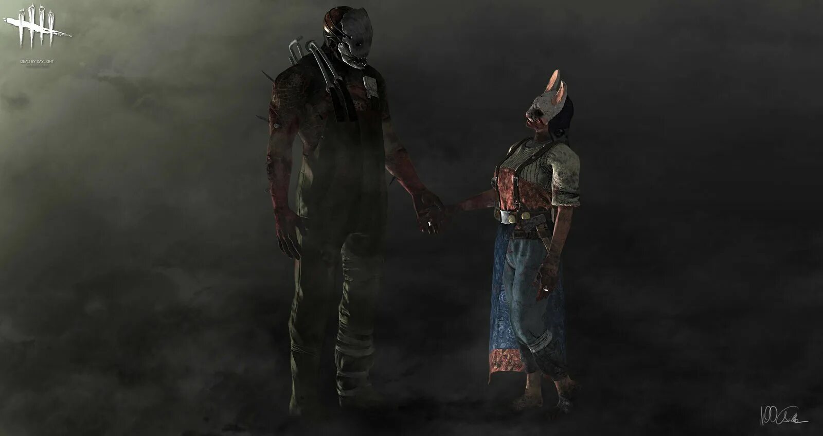 Dead by Daylight охотница и Легион.