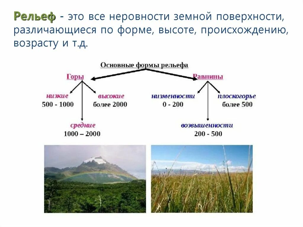 Презентация "Разнообразие рельефа Земли" (6 класс) по географии - скачать проект